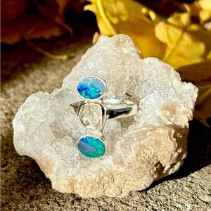 Opal & Herkimer Diamond Ring